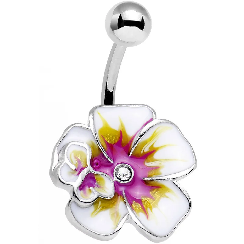 Comfortable Belly Rings for Fashion-Loving Women -Clear Gem Pink and Yellow Hibiscus Flower Belly Ring Comfortable Belly Rings for Fashion-Loving Women -Clear Gem Pink and Yellow Hibiscus Flower Belly Ring