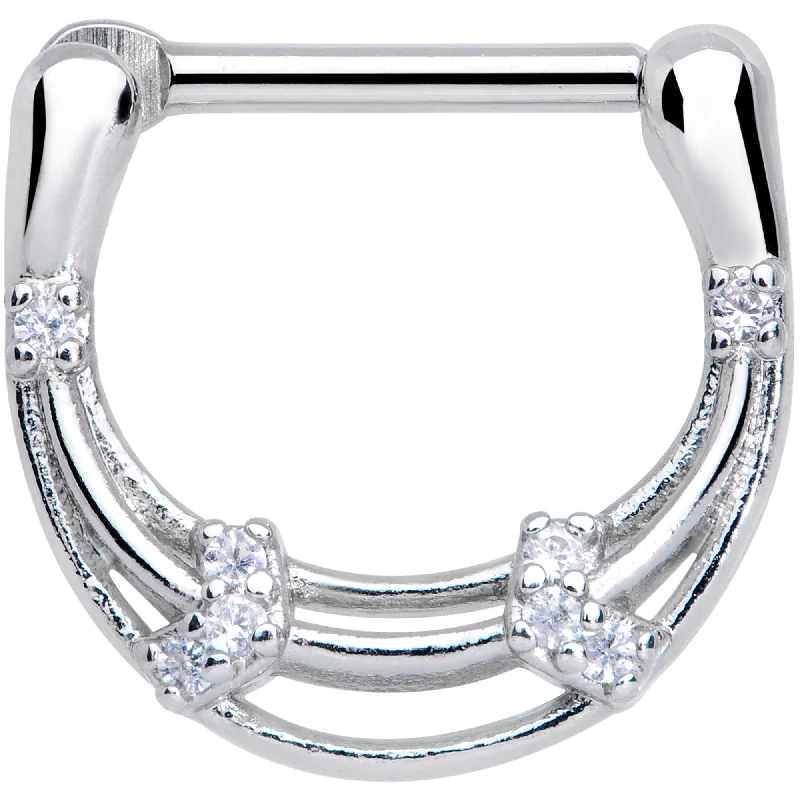 Trendy and Comfortable Nose Rings for Women -16 Gauge 3/8 Clear Gem Bands Open Loops Septum Clicker Trendy and Comfortable Nose Rings for Women -16 Gauge 3/8 Clear Gem Bands Open Loops Septum Clicker