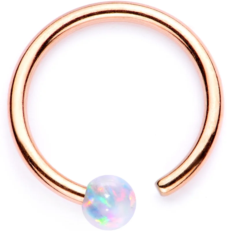 Nose Rings with Personalized Engraving -18 Gauge White Synthetic Opal Rose Gold PVD Seamless Circular Ring Nose Rings with Personalized Engraving -18 Gauge White Synthetic Opal Rose Gold PVD Seamless Circular Ring