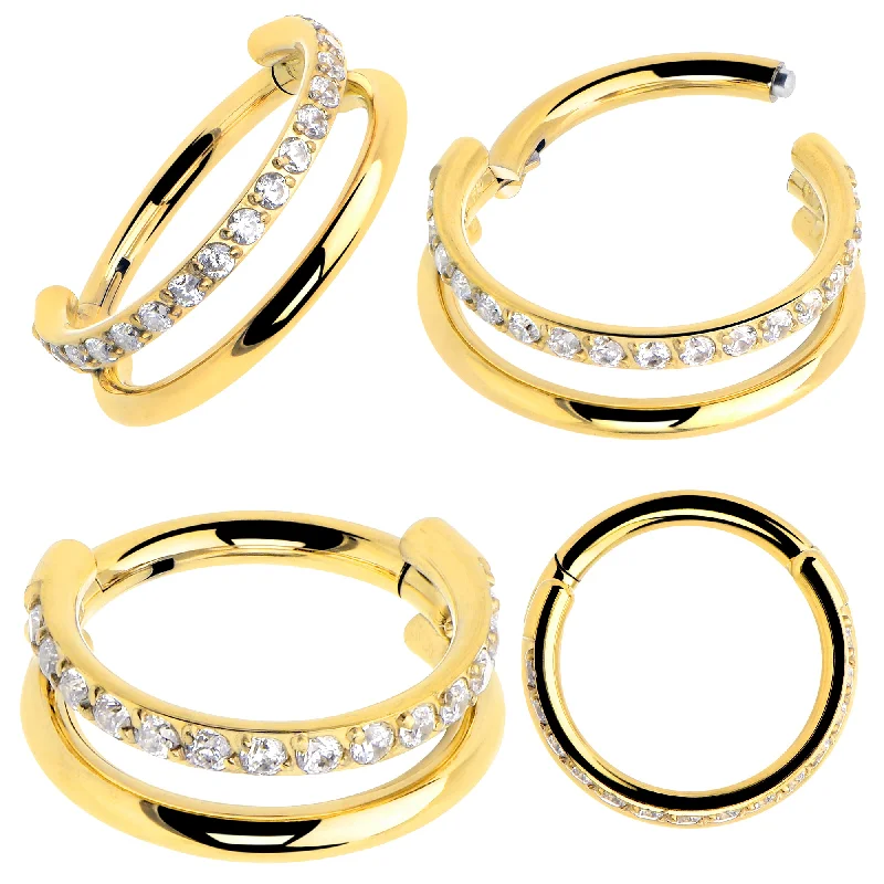 Elegant Silver Nose Rings -Titanium Double Hoop Hinged Segment Ring Micro Gem -16 Gauge 5/16 Elegant Silver Nose Rings -Titanium Double Hoop Hinged Segment Ring Micro Gem -16 Gauge 5/16