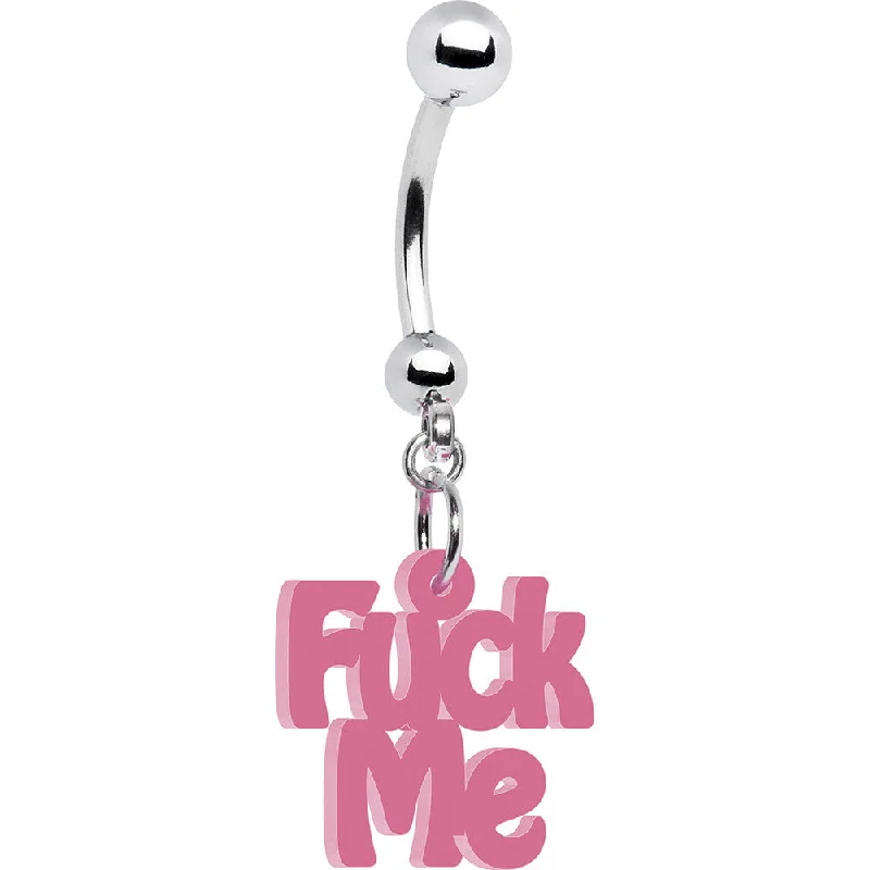 Stylish Belly Rings with Radiant Stones -Solid Pink F*ck Me Belly Ring
