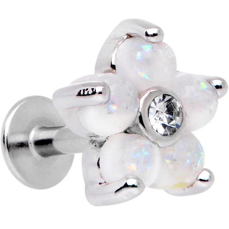Women's Earrings – Elegant Designs for Every Personality--16 Gauge 1/4 White Faux Opal CZ Flower Cartilage Tragus Women's Earrings – Elegant Designs for Every Personality--16 Gauge 1/4 White Faux Opal CZ Flower Cartilage Tragus