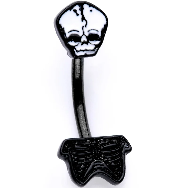 Sparkling Belly Rings for a Dazzling Effect -Black Plated Mister Skull and Bones Double Mount Belly Ring Sparkling Belly Rings for a Dazzling Effect -Black Plated Mister Skull and Bones Double Mount Belly Ring