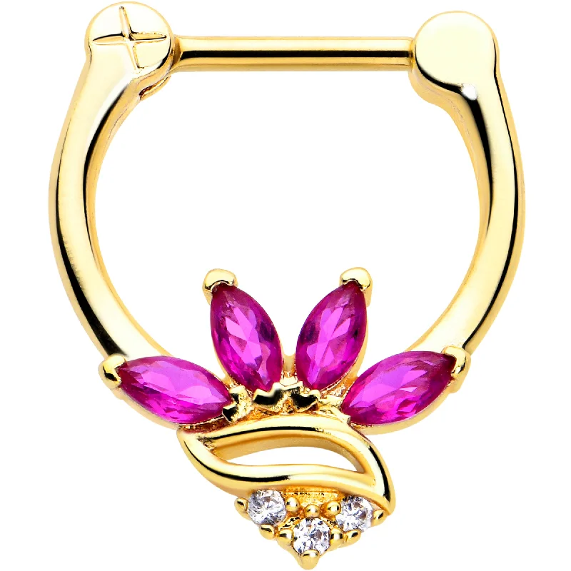 Nose Rings for Women’s Trendy Style -16 Gauge 5/16 Red CZ Gem Gold Tone Swirl Fan Cartilage Clicker Nose Rings for Women’s Trendy Style -16 Gauge 5/16 Red CZ Gem Gold Tone Swirl Fan Cartilage Clicker