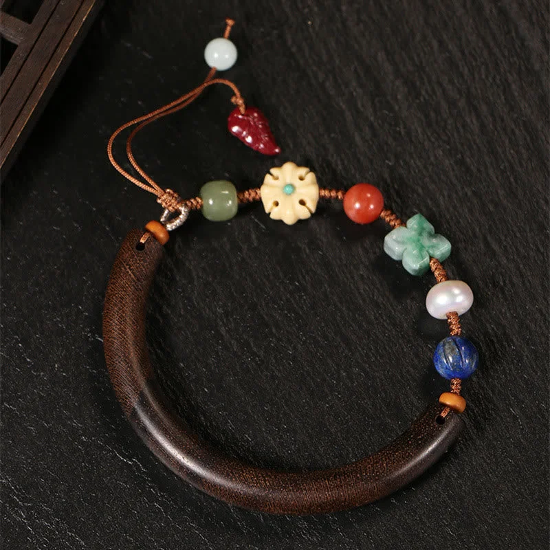 Women's Traditional Bangles-Buddha Stones Agarwood Lazurite Pearl Hetian Jade Crystal Luck Strength String Cuff Bracelet