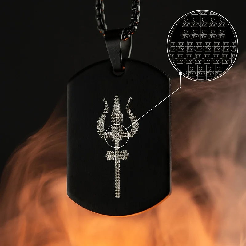 Exclusive Men's Necklaces & Pendants for the Modern Gentleman-Shiv Trishul MicroCarved Tag Necklace Exclusive Men's Necklaces & Pendants for the Modern Gentleman-Shiv Trishul MicroCarved Tag Necklace