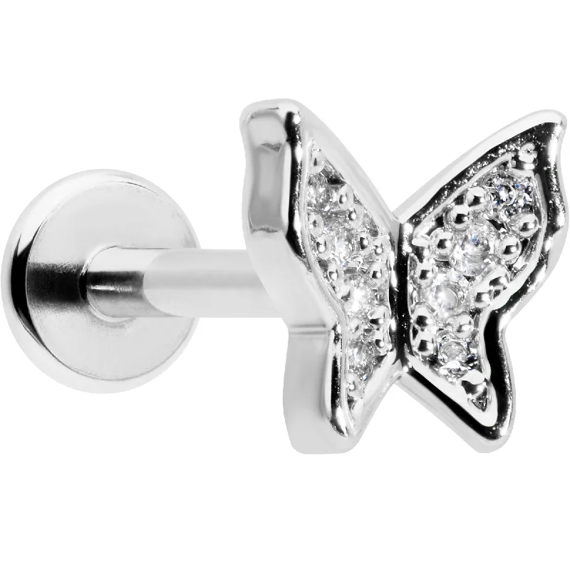 Beautiful Lip Rings with Shiny Stones16 Gauge 5/16 Clear Gem Butterfly Internally Threaded Labret Tragus Beautiful Lip Rings with Shiny Stones16 Gauge 5/16 Clear Gem Butterfly Internally Threaded Labret Tragus