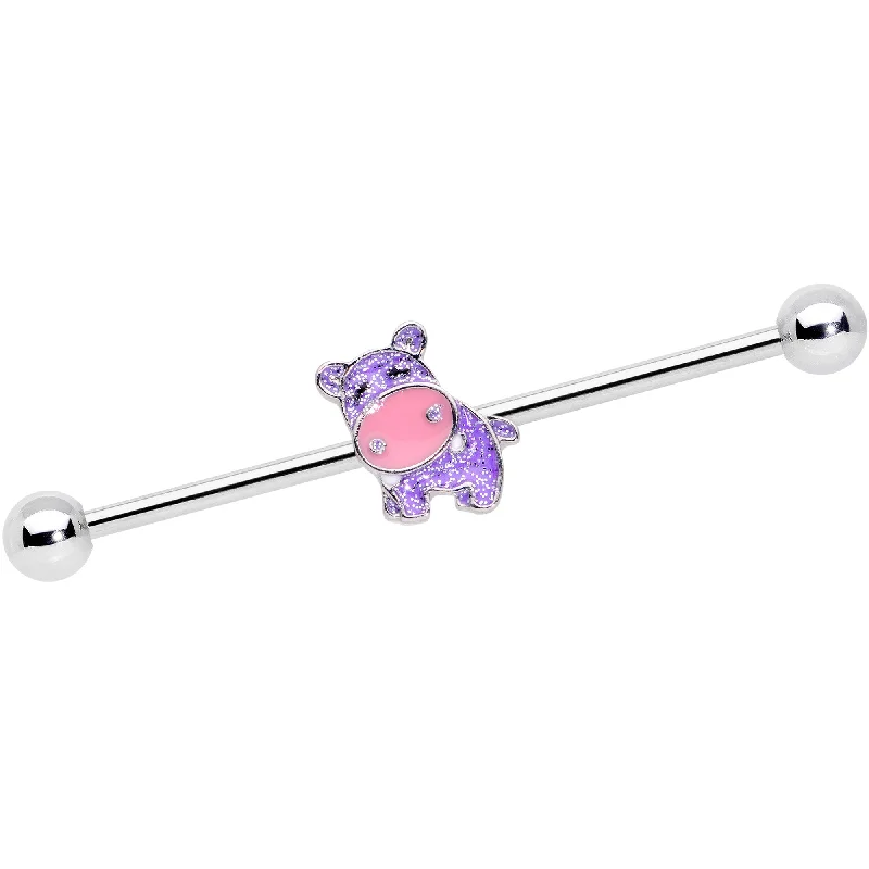 Women's Earrings – Elegant Designs for Every Personality--14 Gauge Happy Purple Hippo Industrial Barbell 38mm Women's Earrings – Elegant Designs for Every Personality--14 Gauge Happy Purple Hippo Industrial Barbell 38mm