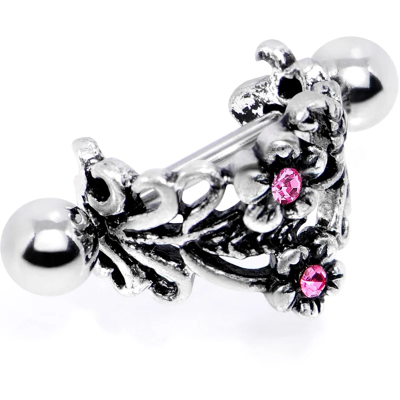 Women's Earrings – Elegant Designs for Every Personality--16 Gauge 1/2 Pink Gem Double Daisy Flower Cuff Cartilage Earring Women's Earrings – Elegant Designs for Every Personality--16 Gauge 1/2 Pink Gem Double Daisy Flower Cuff Cartilage Earring