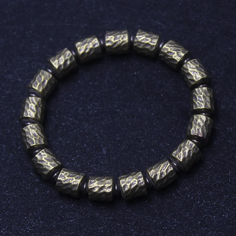 Trendy Beaded Bracelets for Men with Bright Colors-Buddha Stones Copper Meteorite Crater Pattern Luck Bracelet Trendy Beaded Bracelets for Men with Bright Colors-Buddha Stones Copper Meteorite Crater Pattern Luck Bracelet