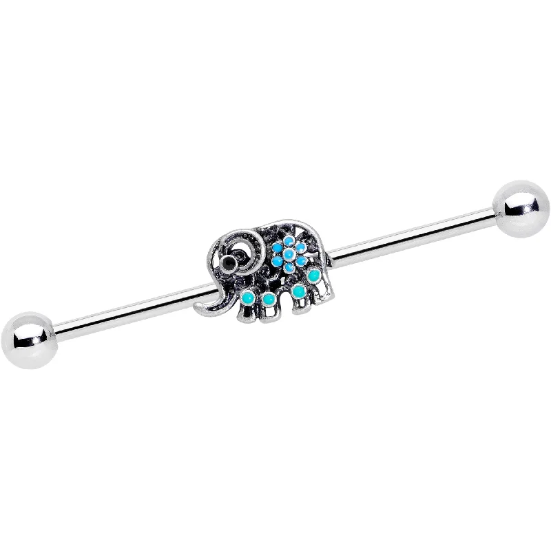 Women's Earrings – Elegant Designs for Every Personality--14 Gauge Aqua Orb Curvy Elephant Industrial Barbell 38mm Women's Earrings – Elegant Designs for Every Personality--14 Gauge Aqua Orb Curvy Elephant Industrial Barbell 38mm