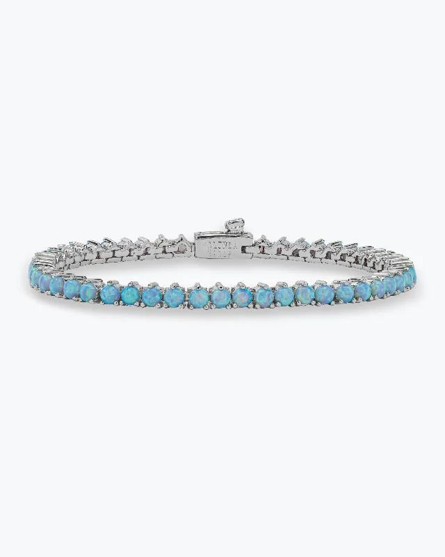 Unique Anklets for Glamorous Looks-Not Your Basic Tennis Bracelet - Silver|Blue Opal