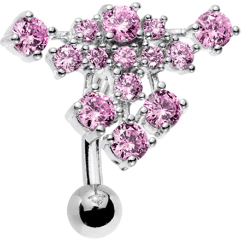Belly Rings with Vintage Charm -Pink Gem Set Me Up for Sparkle Top Mount Belly Ring