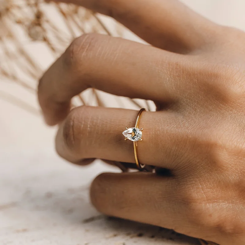Chic Women's Rings for Fashion-Forward Looks-Pear Shaped Ring White Topaz - Martine