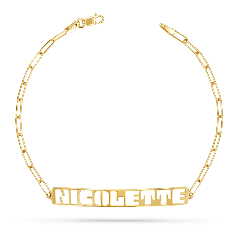 Gold-Plated Bracelets for Men-Customizable Cut-Out Name Bracelet