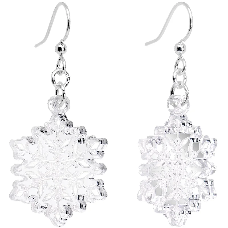 Women's Earrings – Elegant Designs for Every Personality--Winter Snowflake Fishhook Dangle Earrings