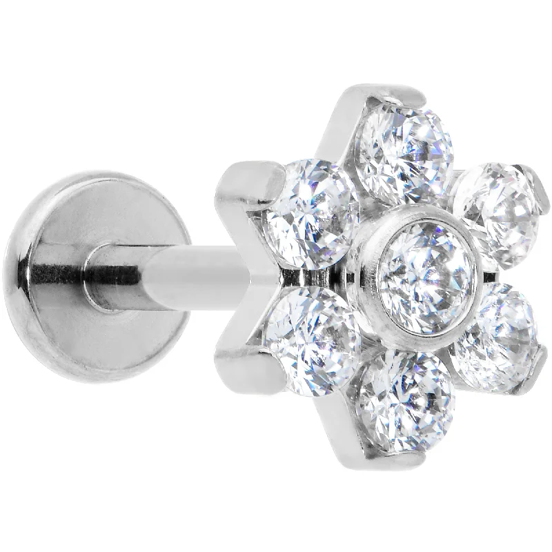 Stylish Lip Rings for Modern Women16 Gauge 5/16 Clear CZ Gem G23 Titanium Flower Labret Monroe Tragus Stylish Lip Rings for Modern Women16 Gauge 5/16 Clear CZ Gem G23 Titanium Flower Labret Monroe Tragus