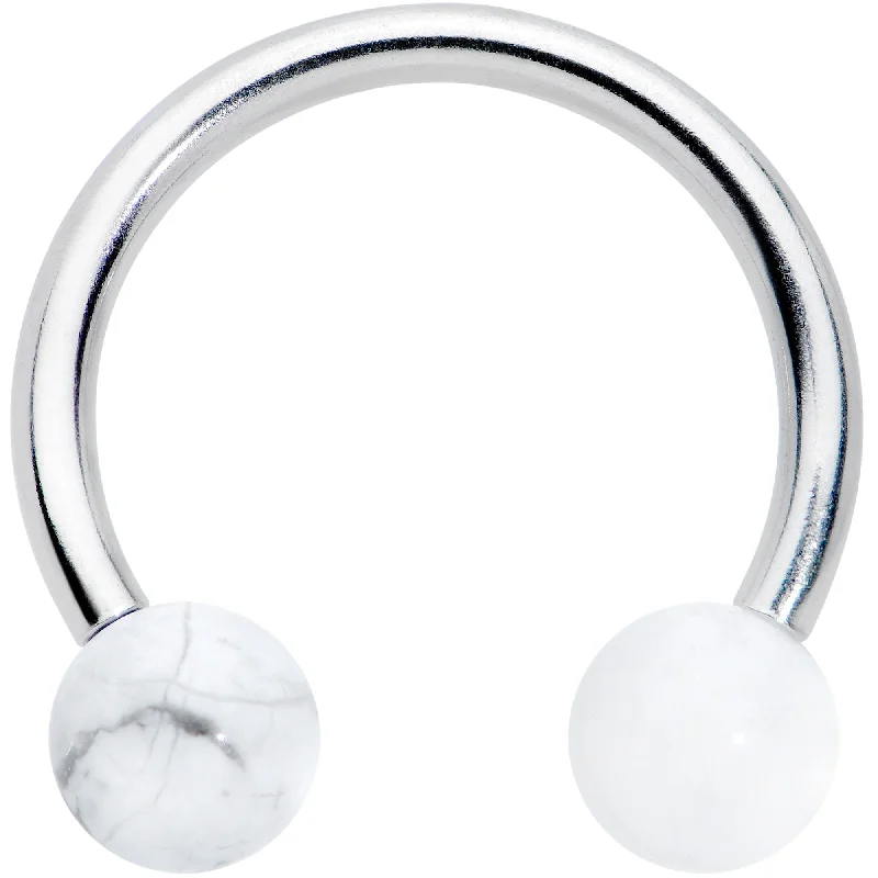 Women's Earrings – Elegant Designs for Every Personality--16 Gauge 3/8 White Stone Ball End Internally Threaded Horseshoe