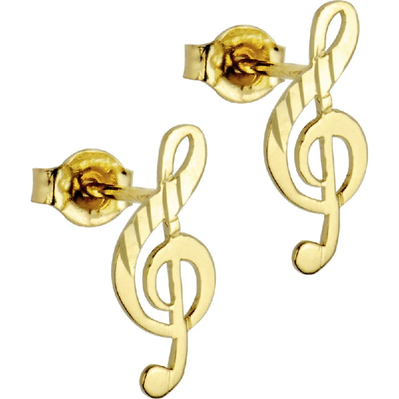 Women's Earrings – Elegant Designs for Every Personality--14kt Yellow Gold Music Note Stud Earrings
