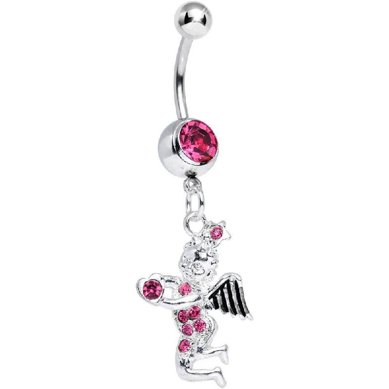 Stylish Belly Rings for Exclusive Fashion -Pink Gem Cherubic Angel Dangle Belly Ring Stylish Belly Rings for Exclusive Fashion -Pink Gem Cherubic Angel Dangle Belly Ring
