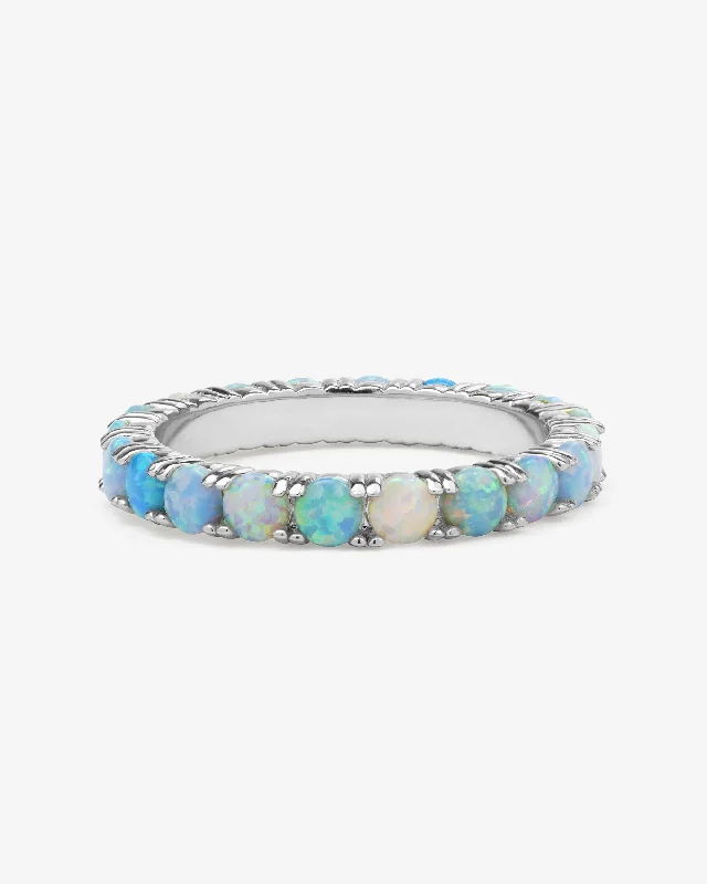 Chic Women's Rings for Fashion-Forward Looks-Heiress Ombré Ring - Silver|Blue Opal Ombré