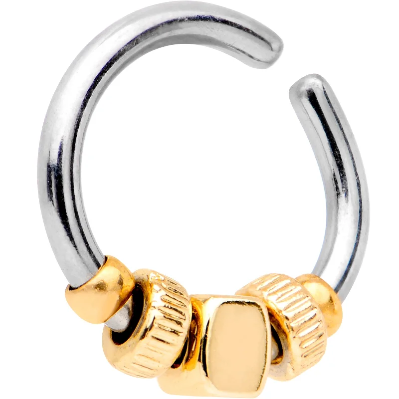 Stylish Nose Rings for Pierced Ears -16 Gauge Gold Tone Square Bead Annealed Seamless Circular Ring Stylish Nose Rings for Pierced Ears -16 Gauge Gold Tone Square Bead Annealed Seamless Circular Ring