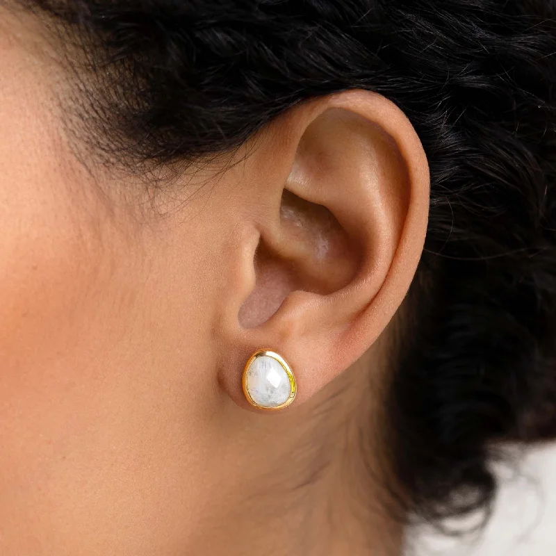Women's Earrings – Elegant Designs for Every Personality--Moonstone Stud Earrings - Aina
