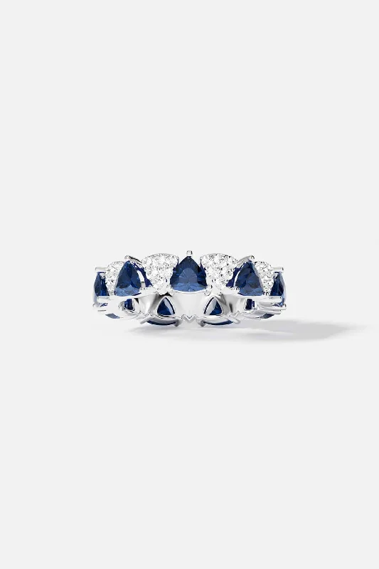 Chic Women's Rings for Fashion-Forward Looks-White & Blue Triangle Ring