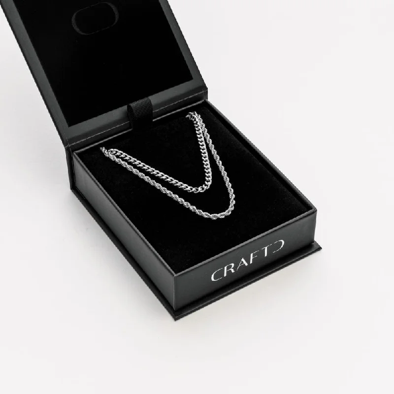 Cuban & Rope Chain Gift Set (Silver)