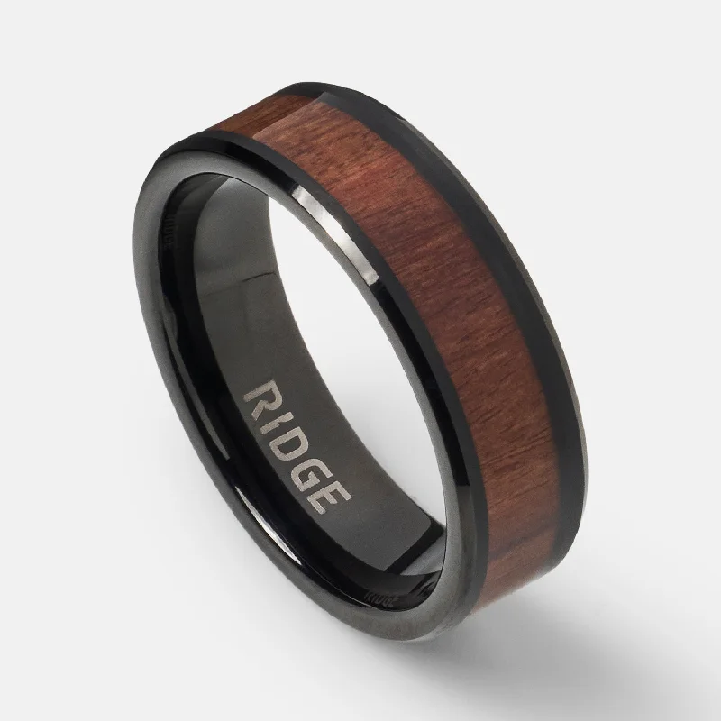 Top Men's Rings – Crafted for Every Style  Ridge 8mm Beveled Ring Set - Mopane Wood