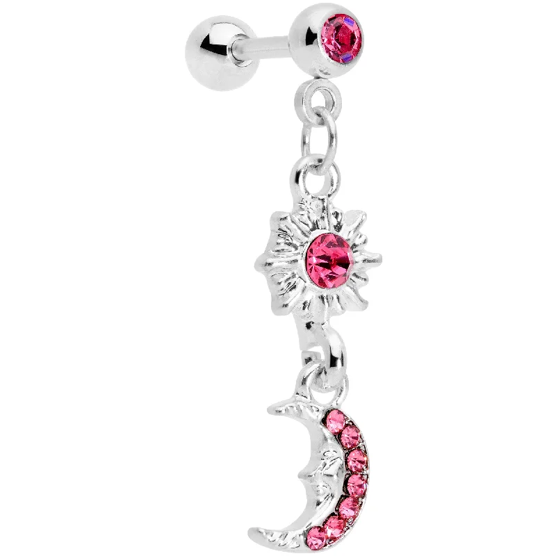 Women's Earrings – Elegant Designs for Every Personality--16 Gauge 1/4 Pink Gem Moon Dangle Cartilage Tragus Women's Earrings – Elegant Designs for Every Personality--16 Gauge 1/4 Pink Gem Moon Dangle Cartilage Tragus