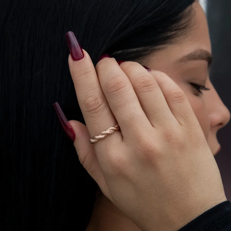 Chic Women's Rings for Fashion-Forward Looks-4MM Rope Ring in Rose Gold