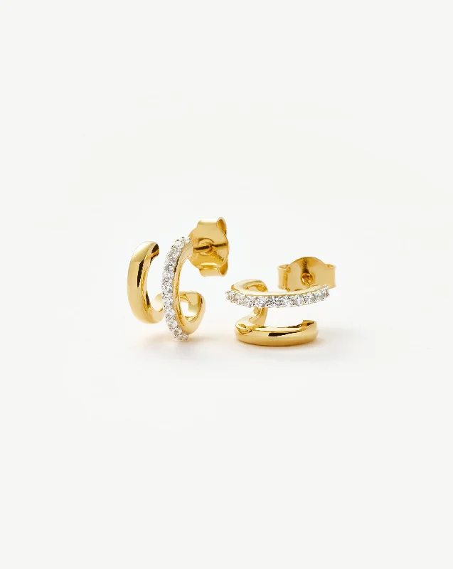 Women's Earrings – Elegant Designs for Every Personality--Classic Double Huggies | 18k Gold Vermeil/Cubic Zirconia Women's Earrings – Elegant Designs for Every Personality--Classic Double Huggies | 18k Gold Vermeil/Cubic Zirconia