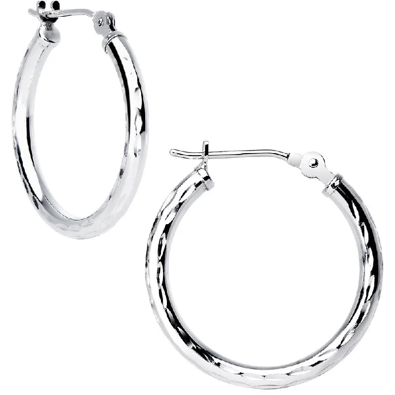 Women's Earrings – Elegant Designs for Every Personality--Solid 14KT White Gold 3/4 Inch Twist Pattern Hoop Earrings Women's Earrings – Elegant Designs for Every Personality--Solid 14KT White Gold 3/4 Inch Twist Pattern Hoop Earrings