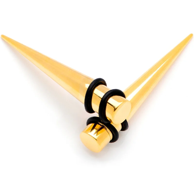 Women's Earrings – Elegant Designs for Every Personality--Gold Tone Anodized Straight Taper Set Available in Sizes  12 Gauge to 00 Gauge