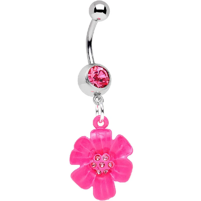 Elegant Belly Rings for Special Occasions -Pink Gem Fresh from the Garden Pink Flower Dangle Belly Ring Elegant Belly Rings for Special Occasions -Pink Gem Fresh from the Garden Pink Flower Dangle Belly Ring