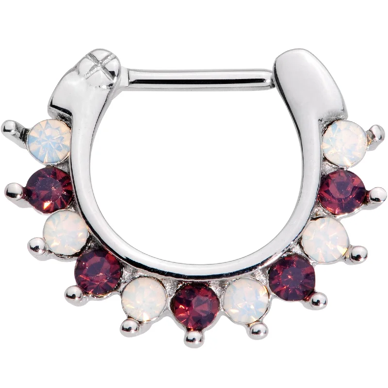 Nose Rings for Teenagers -16 Gauge 5/16 Deep Red White Cadence Septum Clicker
