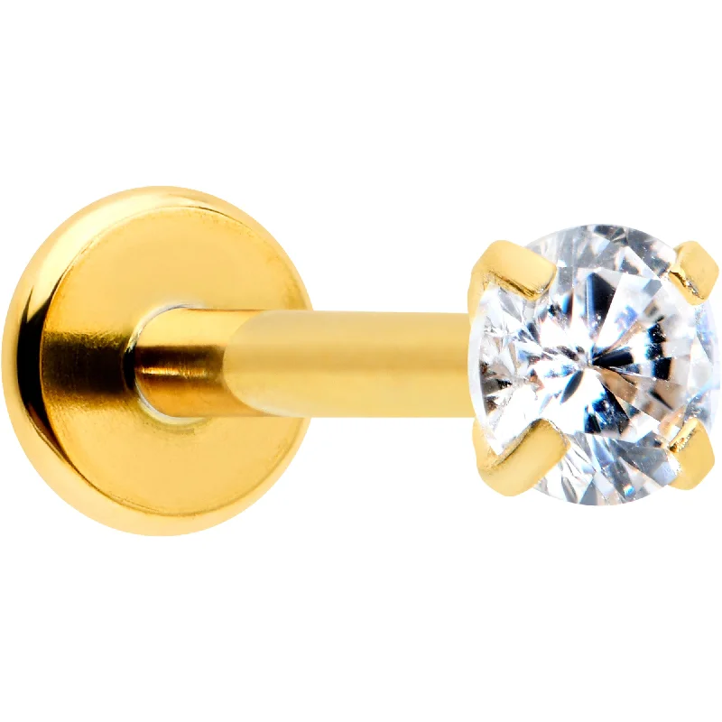Stylish Lip Rings with Creative Touch16 Gauge 5/16 Clear Gem Gold Tone Round Internal Thread Labret Tragus