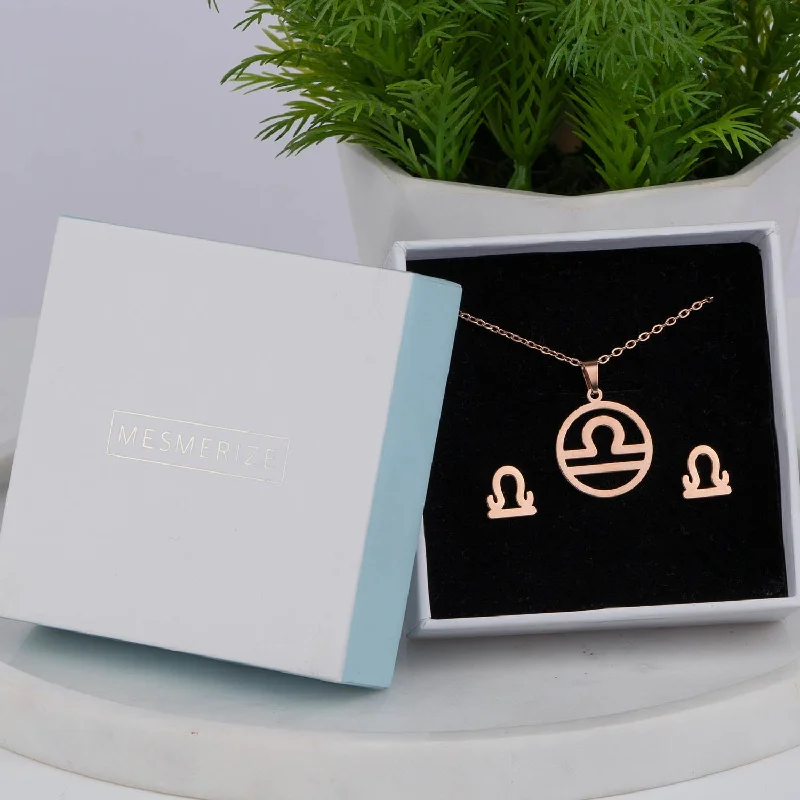 Chic Women's Rings for Fashion-Forward Looks-Libra Necklace Earring Set (24 Sep - 23 Oct)