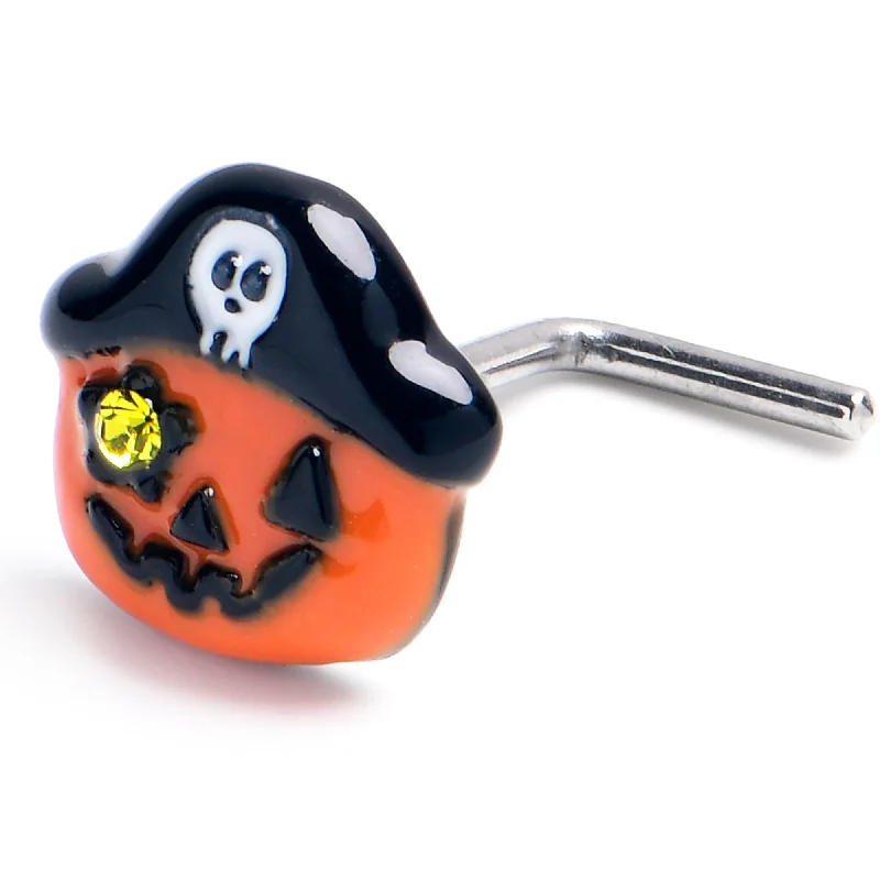 Adjustable Nose Rings -20 Gauge 7mm Yellow Gem Orange Pirate Pumpkin L Shape Nose Ring Adjustable Nose Rings -20 Gauge 7mm Yellow Gem Orange Pirate Pumpkin L Shape Nose Ring