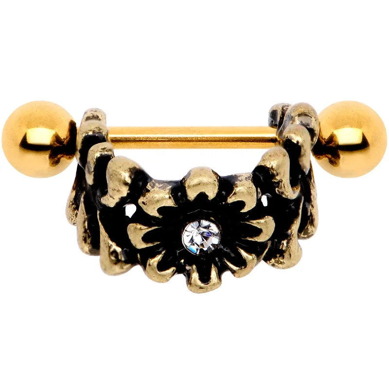 Women's Earrings – Elegant Designs for Every Personality--16 Gauge 1/2 Clear Gem Gold Tone Flower Cuff Cartilage Earring Women's Earrings – Elegant Designs for Every Personality--16 Gauge 1/2 Clear Gem Gold Tone Flower Cuff Cartilage Earring
