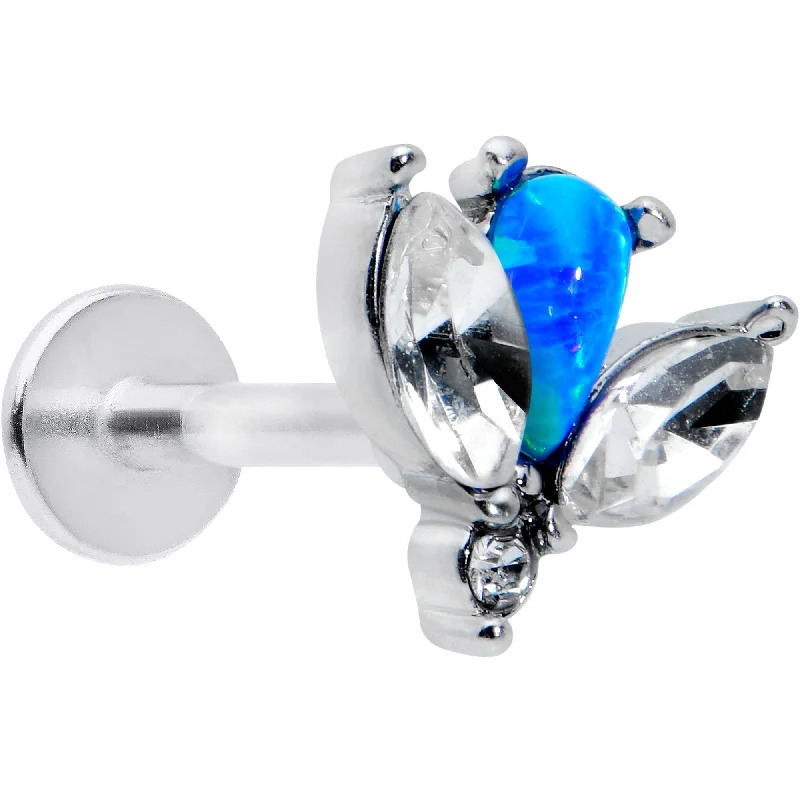 Statement Lip Rings for Trendsetters16 Gauge 5/16 Blue Synthetic Opal Style Flower Labret Monroe Tragus Statement Lip Rings for Trendsetters16 Gauge 5/16 Blue Synthetic Opal Style Flower Labret Monroe Tragus