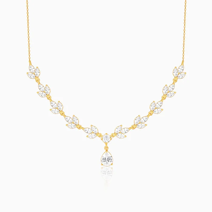 Shop Classic Women's  Necklaces & Pendants with a Modern Twist-Golden Shimmering Floral Necklace