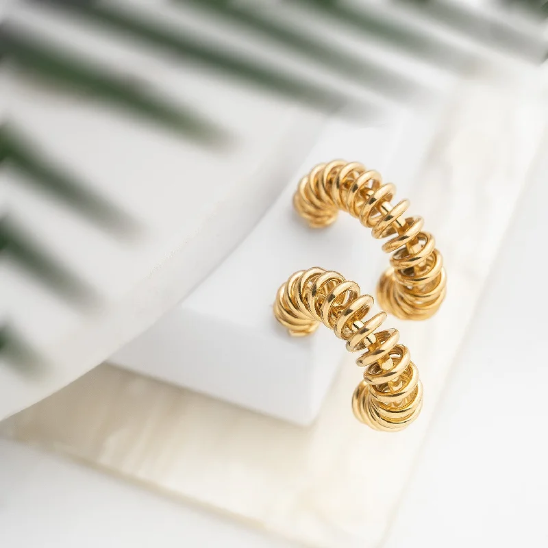 Silver Bangles with Charm Settings for Women-Ivy Spring 18K Gold Hoop Earrings