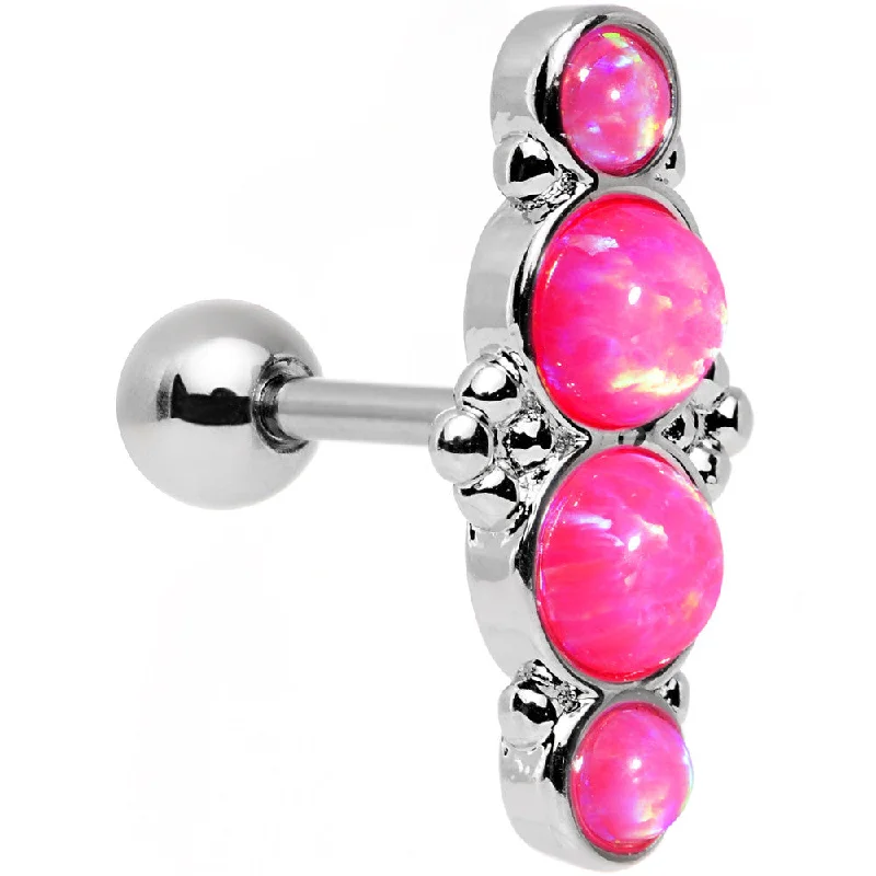 Women's Earrings – Elegant Designs for Every Personality--16 Gauge 1/4 Pink Synthetic Opal Ornate Quartet Cartilage Earring Women's Earrings – Elegant Designs for Every Personality--16 Gauge 1/4 Pink Synthetic Opal Ornate Quartet Cartilage Earring