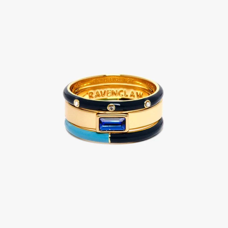 Chic Women's Rings for Fashion-Forward Looks-Ravenclaw™ 3 Ring Stack