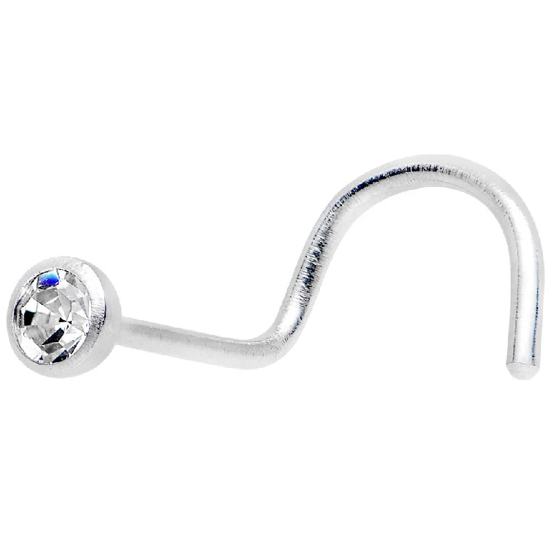 Nose Rings for Septum Piercing -22 Gauge Press Fit Clear Gem Stainless Steel Nose Ring Screw Nose Rings for Septum Piercing -22 Gauge Press Fit Clear Gem Stainless Steel Nose Ring Screw