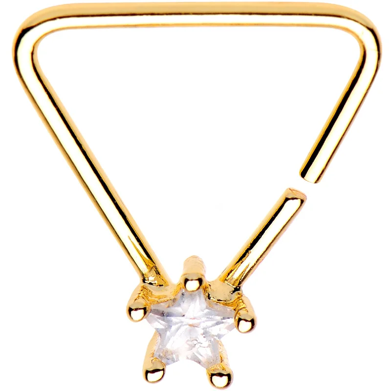 Women's Earrings – Elegant Designs for Every Personality--20 Gauge 3/8 Clear Star CZ Gem Gold Tone Triangle Seamless Ring Women's Earrings – Elegant Designs for Every Personality--20 Gauge 3/8 Clear Star CZ Gem Gold Tone Triangle Seamless Ring