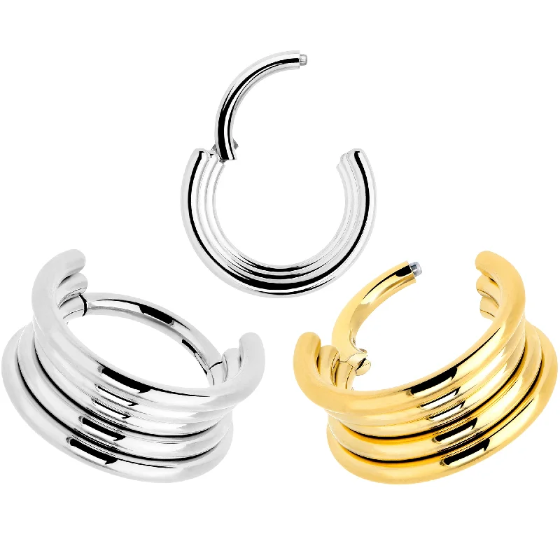 Fashion Nose Rings -Implant Grade Titanium Hinged Segment  -5 Stacked 16 Gauge 5/16