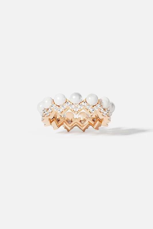 Chic Women's Rings for Fashion-Forward Looks-Up and Down Ring with Pearls